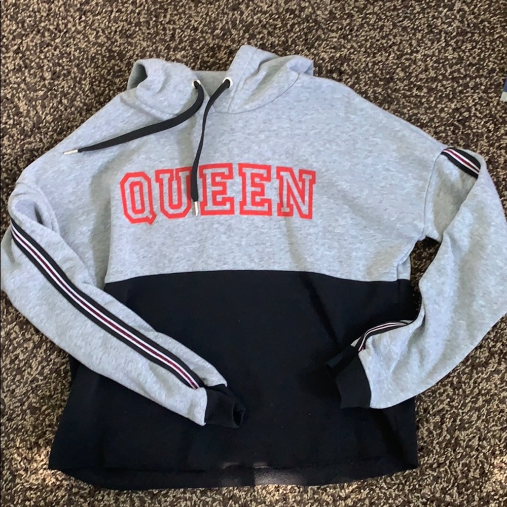 Gray and black “queen” hoodie